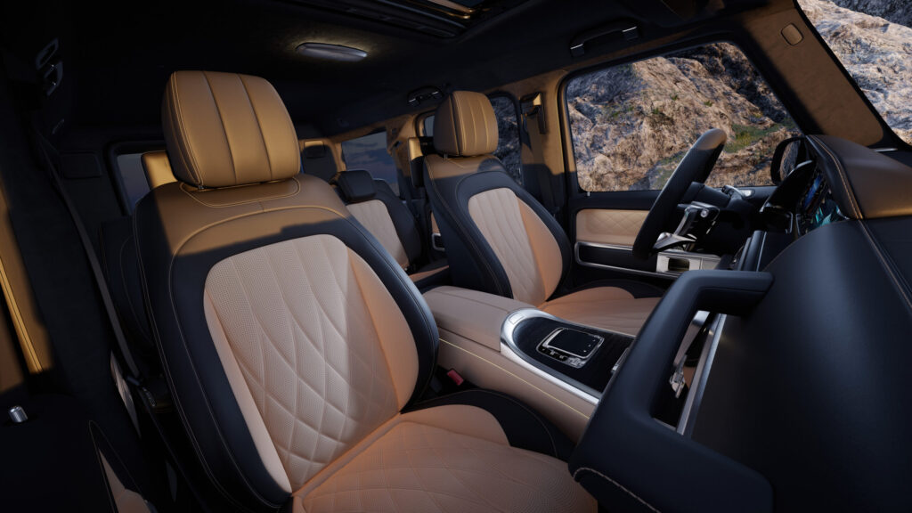 Hochwertige Sitze und Innenausstattung der Mercedes-Benz G-Klasse.